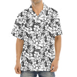 White And Grey Hawaiian Pattern Print Aloha Shirt