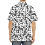 White And Grey Hawaiian Pattern Print Aloha Shirt