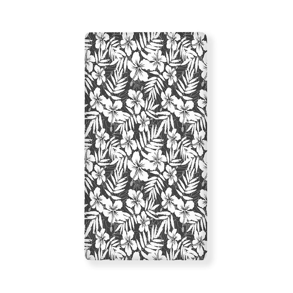 White And Grey Hawaiian Pattern Print Baby Crib Sheet