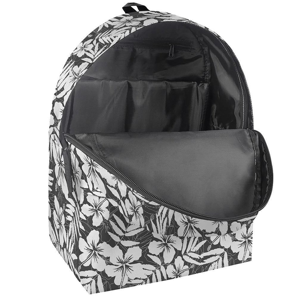 White And Grey Hawaiian Pattern Print Backpack