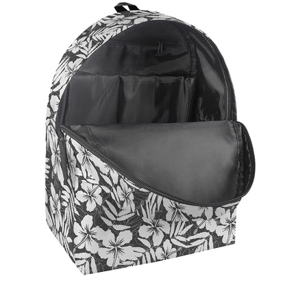 White And Grey Hawaiian Pattern Print Backpack
