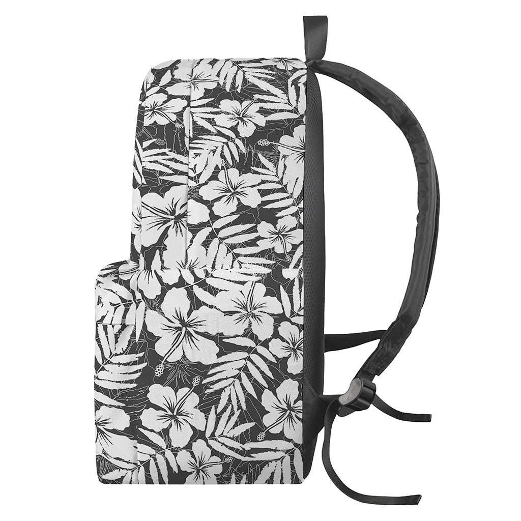 White And Grey Hawaiian Pattern Print Backpack