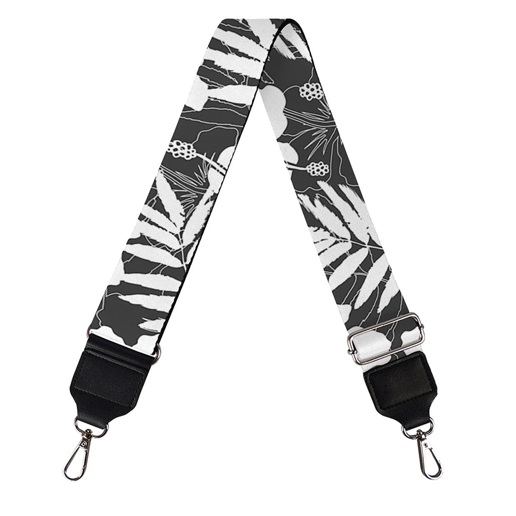 White And Grey Hawaiian Pattern Print Bag Strap