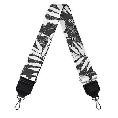 White And Grey Hawaiian Pattern Print Bag Strap