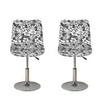 White And Grey Hawaiian Pattern Print Bar Stool Covers
