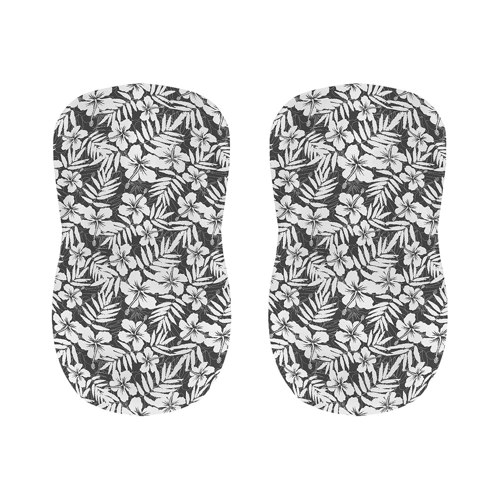 White And Grey Hawaiian Pattern Print Bar Stool Covers