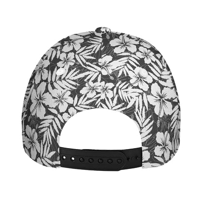 White And Grey Hawaiian Pattern Print Baseball Cap