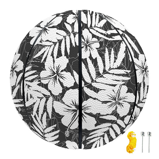 White And Grey Hawaiian Pattern Print Basketball