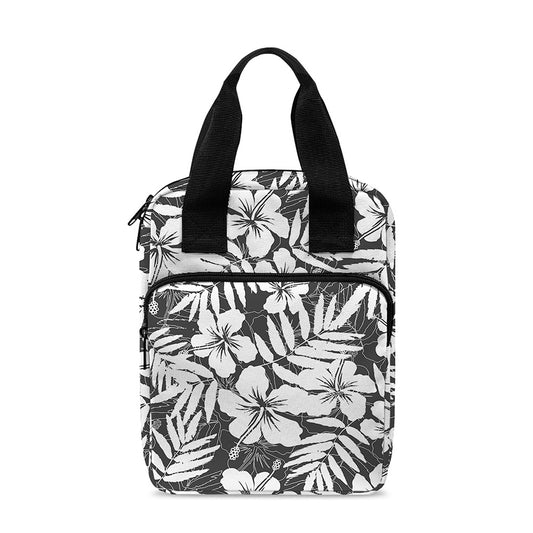 White And Grey Hawaiian Pattern Print Bible Tote Bag