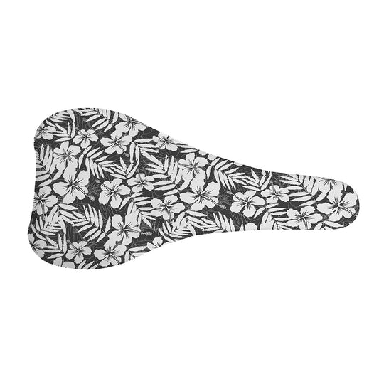 White And Grey Hawaiian Pattern Print Bicycle Seat Cover