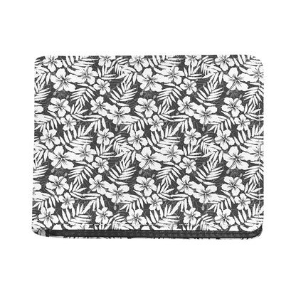 White And Grey Hawaiian Pattern Print Bifold Wallet