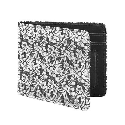 White And Grey Hawaiian Pattern Print Bifold Wallet