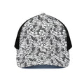 White And Grey Hawaiian Pattern Print Black Mesh Trucker Hat