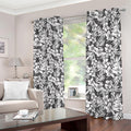White And Grey Hawaiian Pattern Print Dimout Grommet Curtains