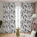 White And Grey Hawaiian Pattern Print Dimout Pencil Pleat Curtains