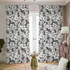 White And Grey Hawaiian Pattern Print Blackout Pencil Pleat Curtains