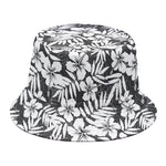 White And Grey Hawaiian Pattern Print Bucket Hat