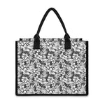 White And Grey Hawaiian Pattern Print Canvas Tote Bag