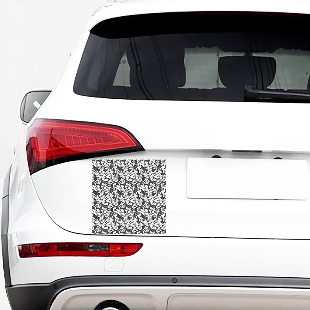 White And Grey Hawaiian Pattern Print Car Sticker