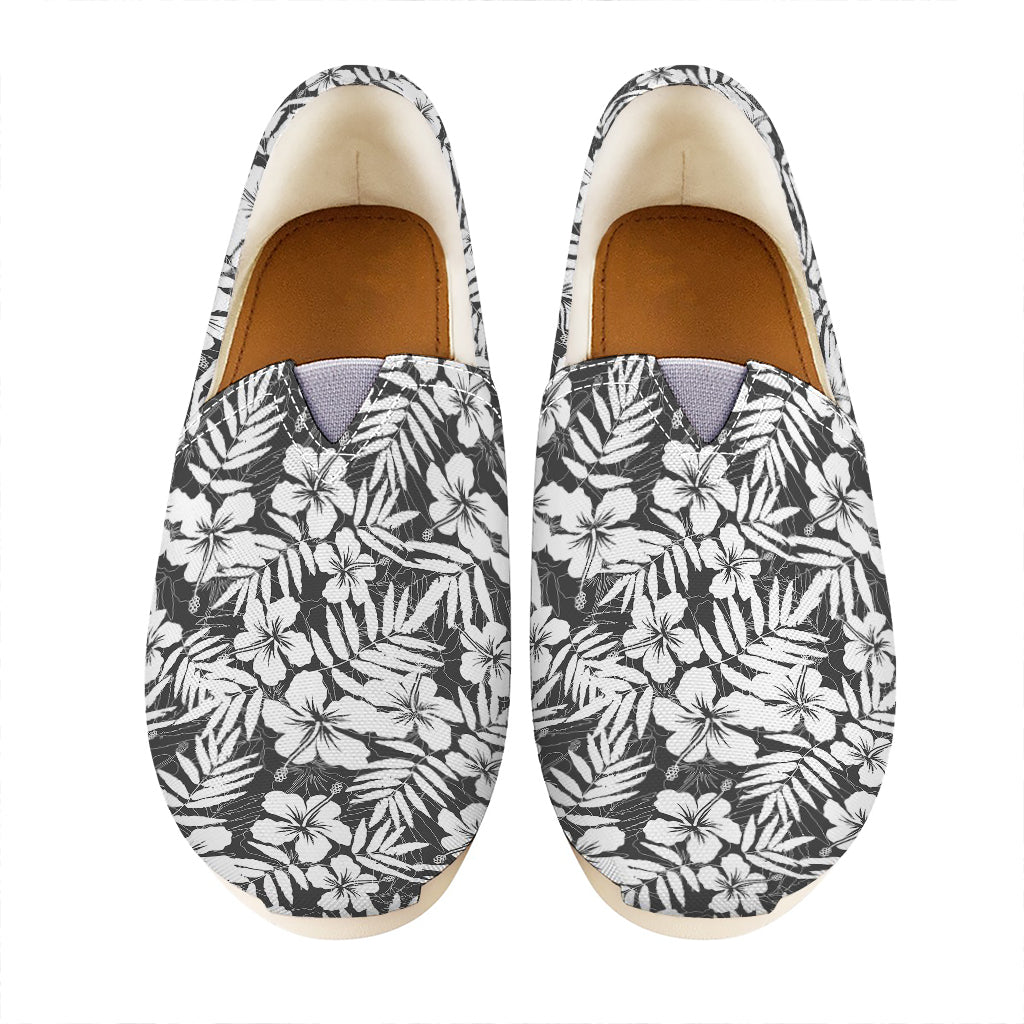 White And Grey Hawaiian Pattern Print Casual Shoes