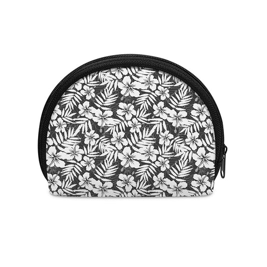 White And Grey Hawaiian Pattern Print Coin Purse