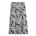 White And Grey Hawaiian Pattern Print Cotton Front Slit Maxi Skirt