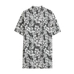 White And Grey Hawaiian Pattern Print Cotton Hawaiian Shirt