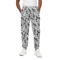 White And Grey Hawaiian Pattern Print Cotton Sweatpants