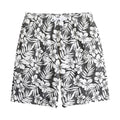 White And Grey Hawaiian Pattern Print Cotton Shorts