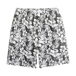 White And Grey Hawaiian Pattern Print Cotton Shorts