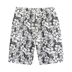 White And Grey Hawaiian Pattern Print Cotton Shorts