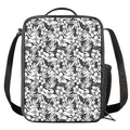 White And Grey Hawaiian Pattern Print Crossbody Lunch Bag