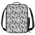 White And Grey Hawaiian Pattern Print Crossbody Lunch Bag