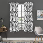 White And Grey Hawaiian Pattern Print Curtain