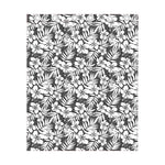 White And Grey Hawaiian Pattern Print Curtain