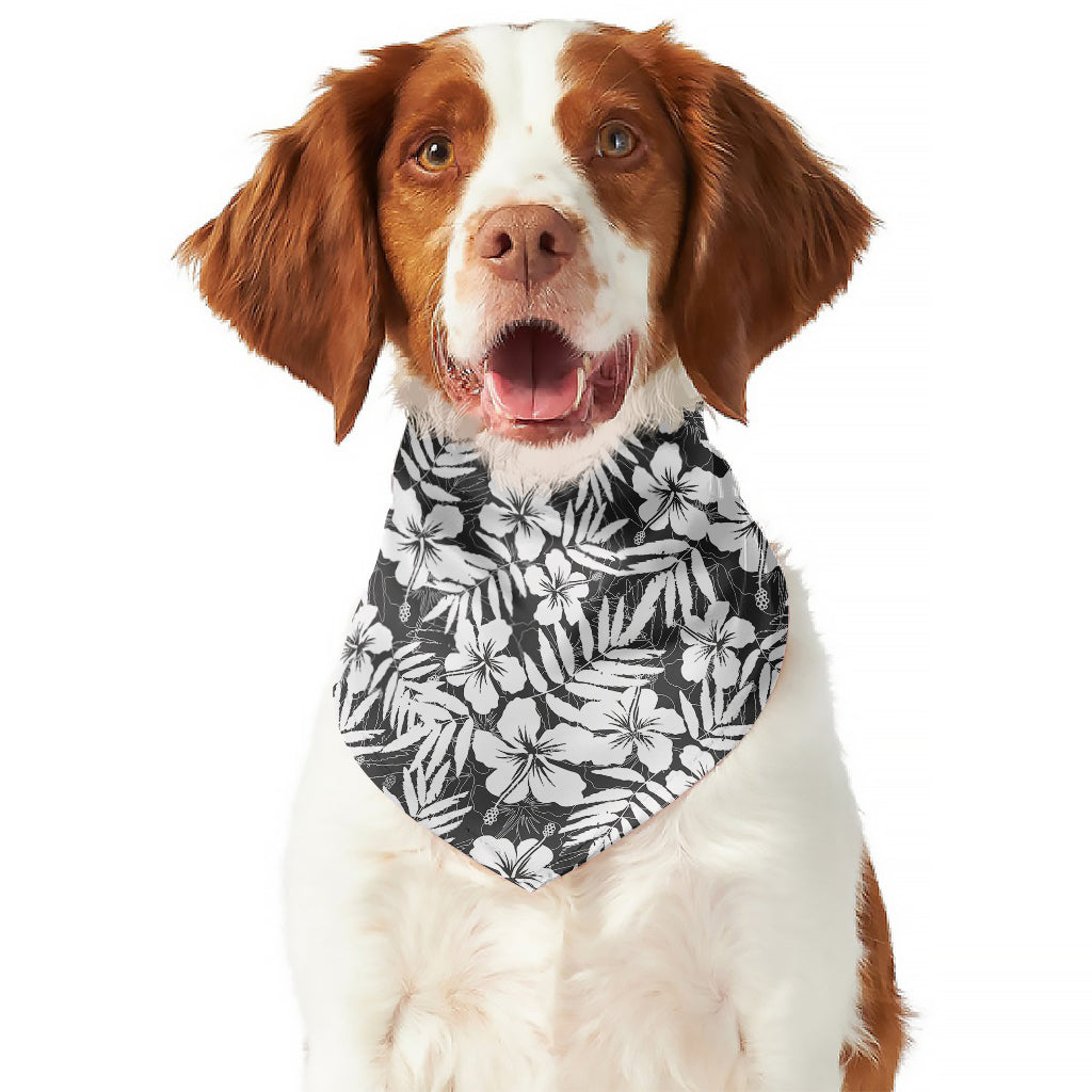 White And Grey Hawaiian Pattern Print Dog Bandana