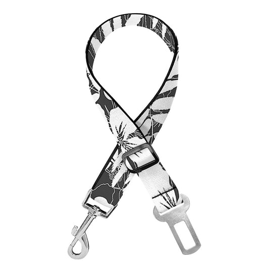 White And Grey Hawaiian Pattern Print Dog Seat Belt