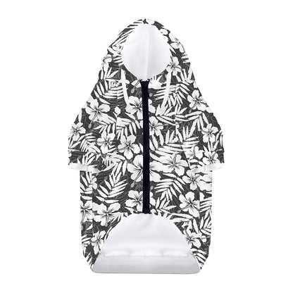 White And Grey Hawaiian Pattern Print Dog Zip Up Hoodie