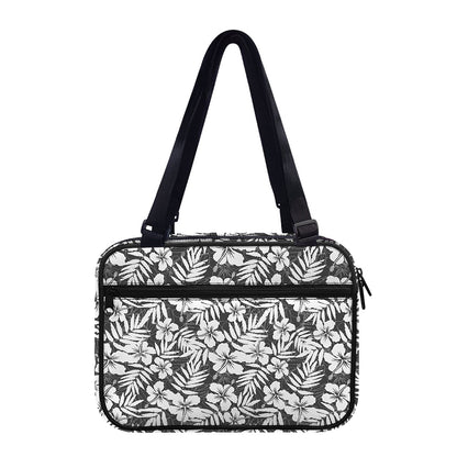 White And Grey Hawaiian Pattern Print Double Strap Bible Bag