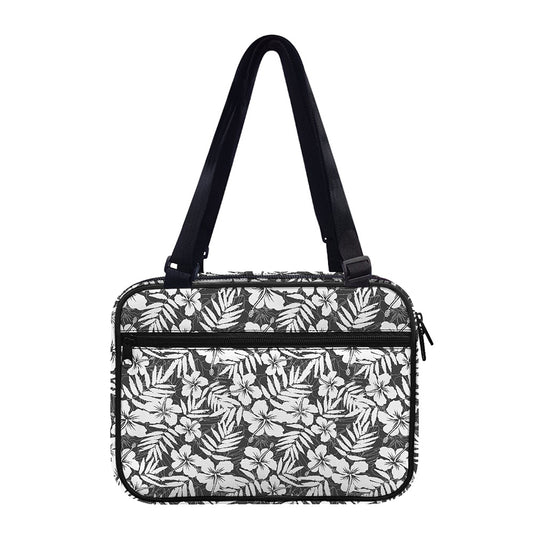 White And Grey Hawaiian Pattern Print Double Strap Bible Bag