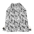 White And Grey Hawaiian Pattern Print Drawstring Bag