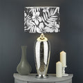 White And Grey Hawaiian Pattern Print Drum Lamp Shade