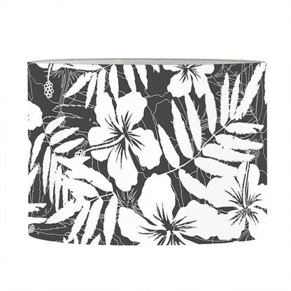 White And Grey Hawaiian Pattern Print Drum Lamp Shade