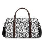 White And Grey Hawaiian Pattern Print Duffle Bag