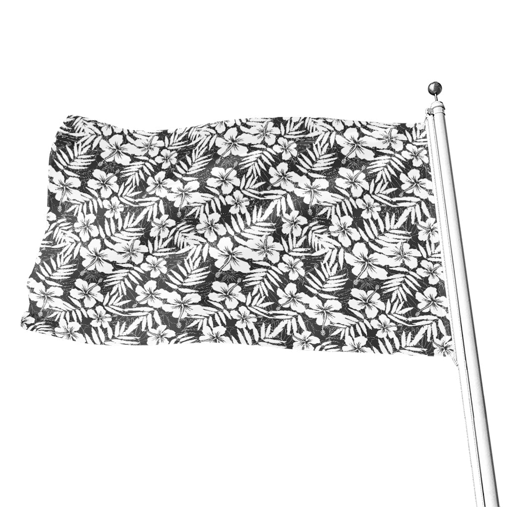 White And Grey Hawaiian Pattern Print Flag