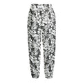 White And Grey Hawaiian Pattern Print Fleece Lined Knit Pants