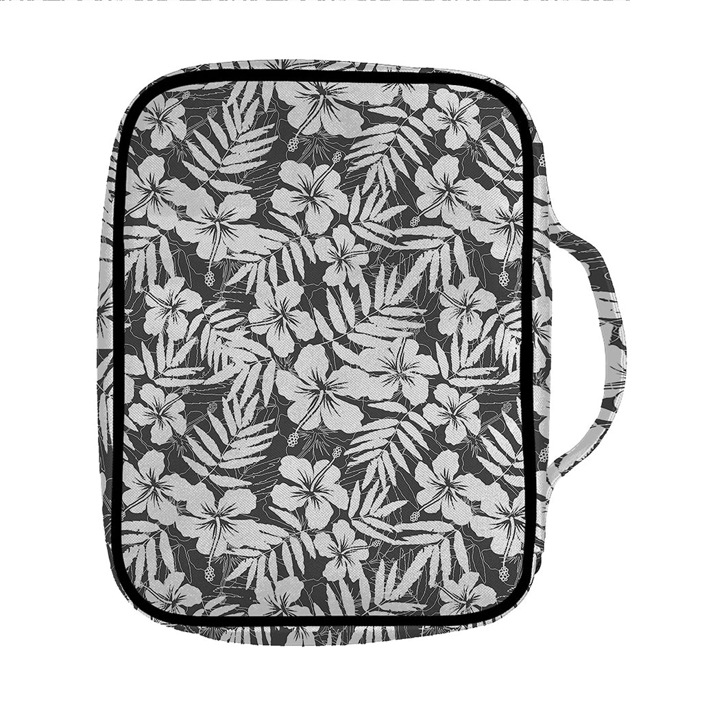 White And Grey Hawaiian Pattern Print Front Pocket Bible Bag