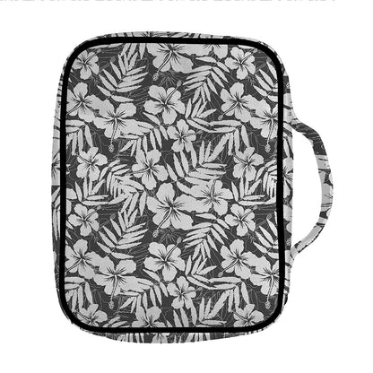White And Grey Hawaiian Pattern Print Front Pocket Bible Bag