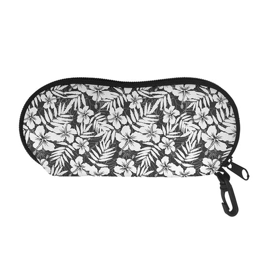White And Grey Hawaiian Pattern Print Glasses Case