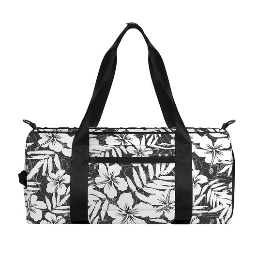 White And Grey Hawaiian Pattern Print Gym Bag